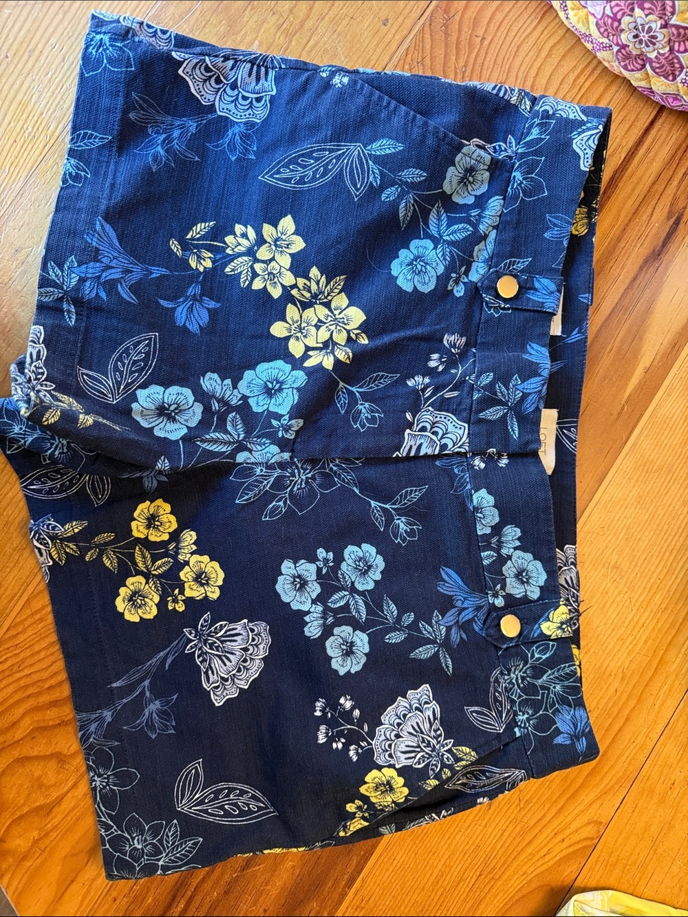 LOFT Navy Floral Print Casual Shorts